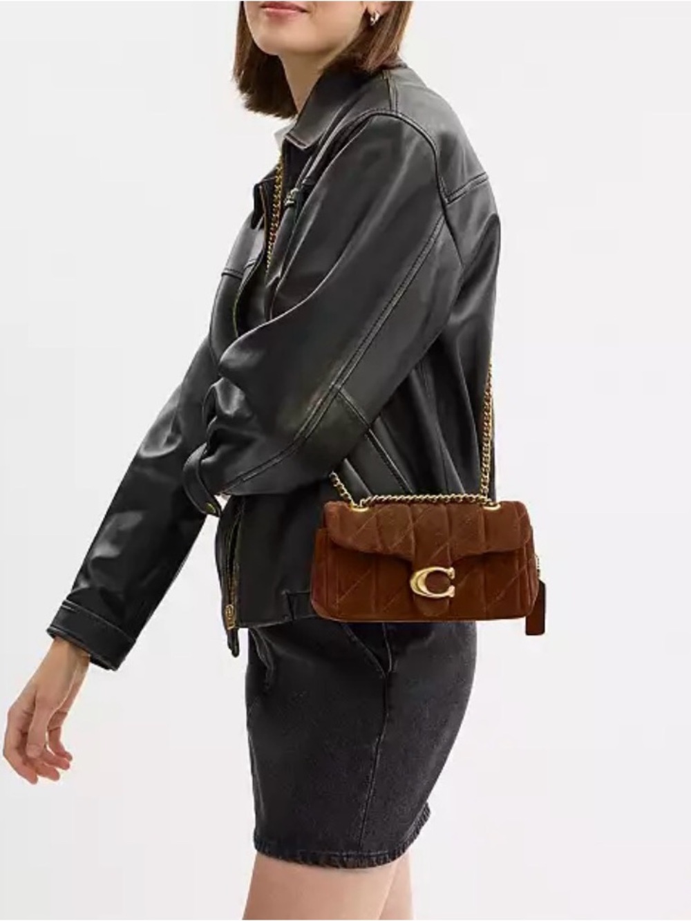 NWT❤️Coach Tabby Shoulder Bag 20 With Quilting Suede Warm Brown Crossbody CCK48 - Picture 12 of 12
